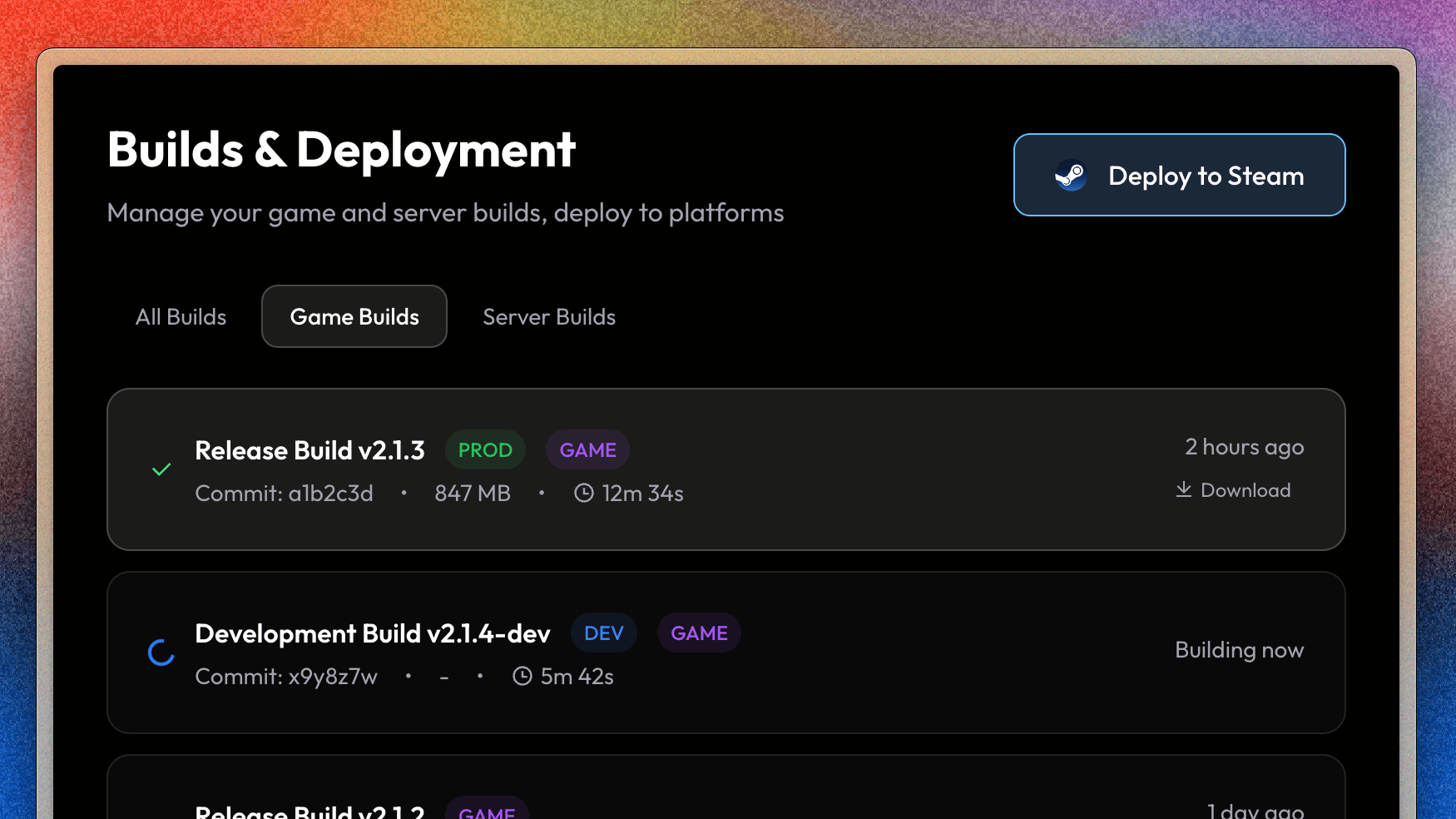 Build & Deploy Interface
